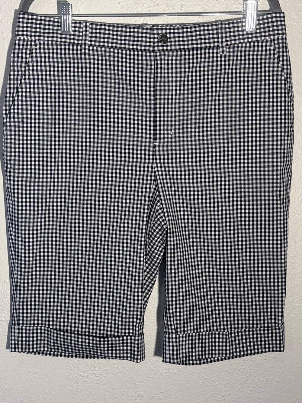 Ralph Lauren Blue & White Gingham Print Bermuda Shorts Size 12